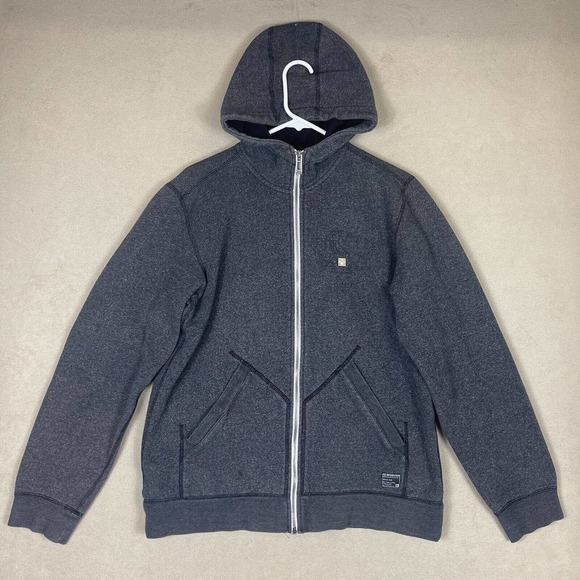 Quicksilver Hoodie Sweatshirt Mens L Long Sleeve Gray Pockets Logo Heavyweight‎ - Picture 1 of 11